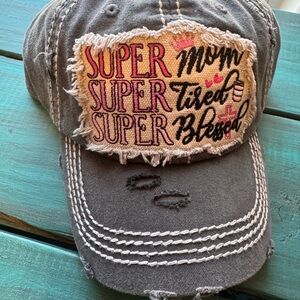Gray Distressed Cap with Embroidered Patch